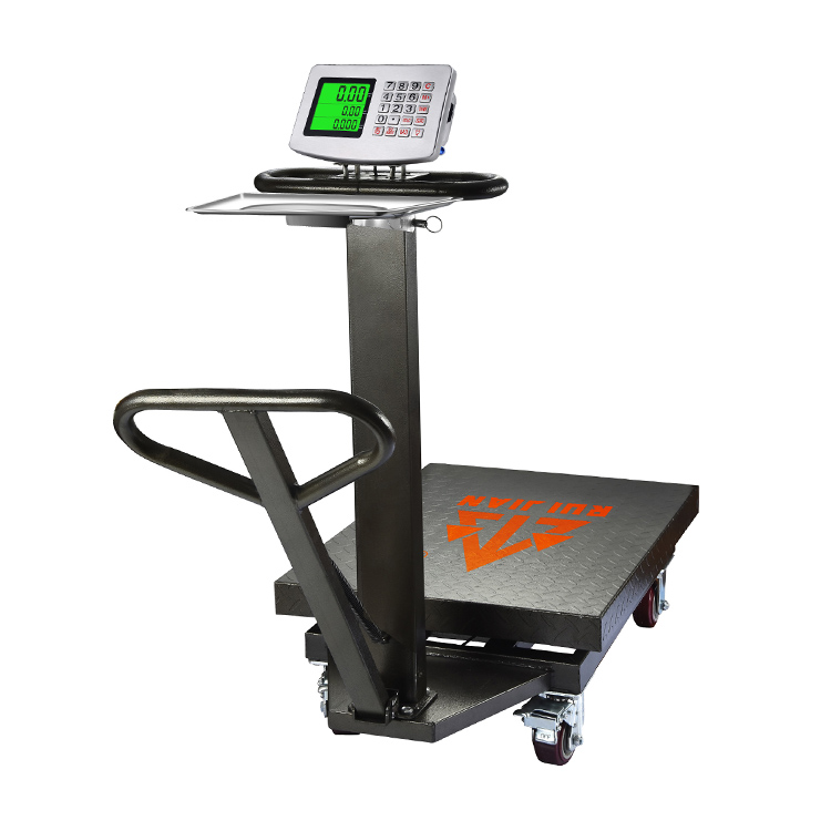 RJ-7001HW Upright Tube Stainless Iron Price Computing&Counting Platform Scale with Universal Wheels 1000kg